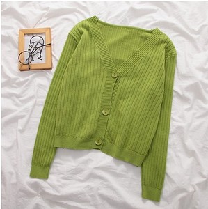 Suéteres Cortos de Punto para Mujer, Estilo Coreano, Otoño e Invierno, Cuello en V, Manga Larga, Chaqueta de Punto Fina - Product Image 5