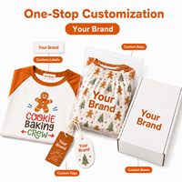 Ensemble de pyjamas de Noël personnalisés en polyester à manches raglan, motif pain d'épices et orange, pour toute la famille (hommes, femmes, enfants), livraison directe, impression à la demande, MOQ 1 pièce