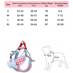 Lindo conjunto de arnés y correa para perro a cuadros, arnés ajustable antipullido tipo chaleco para mascotas con lazo para pasear perros pequeños, cachorros y gatos - Product Image 6