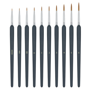 Pinceaux de peinture d'artiste en bois professionnel 10 pièces stylos ensembles de cheveux en Nylon épais pour peinture <span class=keywords><strong>acrylique</strong></span> aquarelle à l'huile - Product Image 1