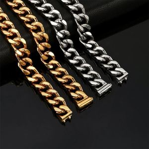 Hip Hop Necklace Stainless Steel Four Sided Grinding Cuban <b>Chain</b> Bracelet Gold Plated <b>Titanium</b> Steel Men's Necklace - Product Image 4