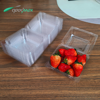 Boîte d'emballage de fruits à clapet jetable avec étiquette personnalisée d'usine conteneur de fraises en plastique PET hautement transparent