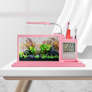 BOYU <span class=keywords><strong>Betta</strong></span> Aquarium De Bureau Réservoir de Petits Poissons avec LED Lumière et Filtre Pompe Mini Poissons Bol pour Home Office Chambre Décor BG-29 - Product Image 6