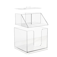 Boîte de rangement autoportante moderne en acrylique double transparente personnalisable pour l'affichage de mouchoirs, de cosmétiques et de produits de soin de la peau