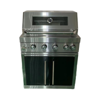 Barbecue à gaz 4 brûleurs avec brûleur latéral, en acier inoxydable thermolaqué, brûleur arrière infrarouge, dispositif de sécurité flamme, commande par bouton facile.