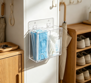 Dispensador de Acrílico con Instalación Autoadhesiva para Mascarillas Desechables, Redes para el Cabello y Guantes - Organizador Ecológico de EPP - Product Image 1
