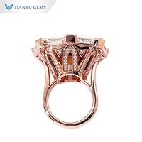 Bague Tianyu Gems en or rose 18K 14K 10K pour femme, avec moissanite champagne taille Asscher 18x18mm, 28,57 carats au total, personnalisable