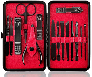Professional Stainless Steel Nail Clipper Travel & Grooming Kit Nail Tools Manicure & <b>Pedicure</b> <b>Set</b> of 15pcs with Luxurious Case - Product Image 1