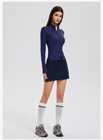 Vêtements de sport en nylon personnalisés des fabricants, vêtements de détente, veste deux pièces grande taille, ensemble d'entraînement avec jupe courte de yoga pour femmes