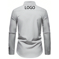 Haute qualité 100% pur coton Oxford armure marque broderie Logo personnalisé luxe couleur unie à manches longues formel hommes chemise de bureau