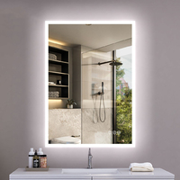 Anti-gel Mur Rétro-Éclairé Capteur Tactile Interrupteur Sans Cadre Rectangle Carré Led Salle De Bains Vanité Miroir De Bain Avec Lumière Pour Salle De Bains