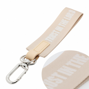 Custom Luxury Women Keychain Strap Lulu Style Thick Wristlet Lanyard High Quality Durable Nylon Eco-Friendly Jacquard Anti-lost