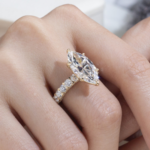 Bague solitaire en or 18 carats de forme marquise Messi Jewelry MSR-2084, bague de mode avec diamant de laboratoire - Product Image 6