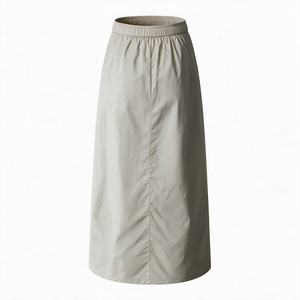 Women's <b>Elastic</b> <b>Waist</b> Solid Color Drawstring Mid-Calf <b>Skirt</b> Minimalist Style cotton Fabric - Product Image 2