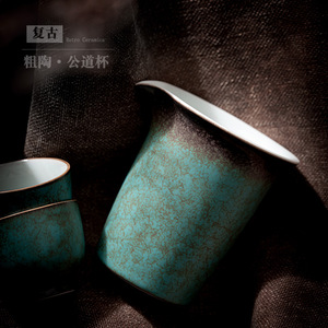 Shangyan Ceramic Fair <b>Cup</b> Azure Glazed Coarse Pottery Kung Fu <b>Tea</b> <b>Set</b> Handheld Without Lid Cylinder Shape - Product Image 2