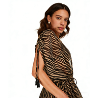 Robe Kaftan de Plage Écologique pour Femme, Service OEM, Luxueuse, Décontractée, Col en V Profond, Manches Chauve-Souris, Ouverture Frontale