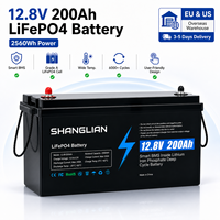 Batterie LiFePO4 12,8 V 200 Ah, équipement électrique, pack de batteries au lithium 12 V 2,56 kWh pour camping-car, bateau, stockage solaire hors réseau