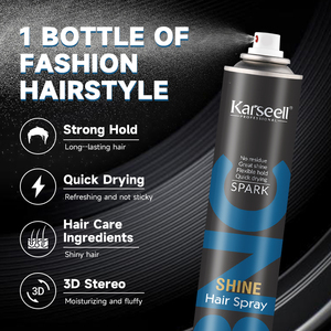 OEM logotipo personalizado etiqueta privada <span class=keywords><strong>Karseell</strong></span> 500ml venta al por mayor profesional de secado rápido de larga duración fuerte fijación del cabello para hombres Spray de fijación - Product Image 2