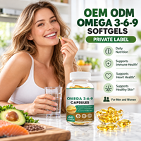 Complément alimentaire en gélules molles Omega 3 6 9, huile de poisson DHA, huile d'algues, 60 capsules pour adultes, hommes et femmes, marque privée