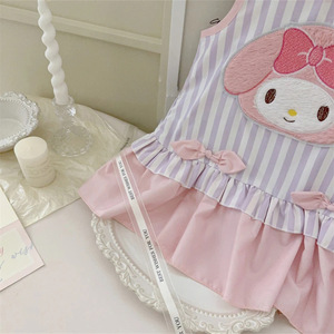 Child Star Circle Girls Sleeveless Striped Dress Pink Bow <b>Patchwork</b> Summer Breathable Korean Style - Product Image 2