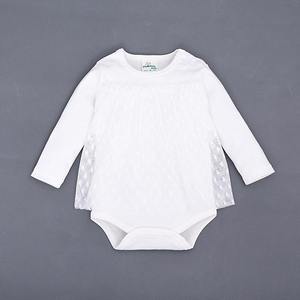 ร้านค้าออนไลน์จีนขายส่งชุดรอมเปอร์ลูกไม้สีพื้นสีขาวชมพูแขนยาวสำหรับเด็กผู้หญิง - Product Image 2