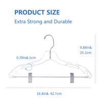 Vente flash : cintres en plastique transparent de 17 pouces, design épais et flexible, cintres à clips pour chemises et robes, cintres en cristal transparent résistants