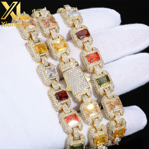 Parure de bijoux unisexe en cuivre plaqué or 18 carats avec zircon coloré de 12 mm, design de niche simple, 24 pouces, pour usage quotidien - Product Image 5