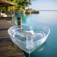Kayak transparent personnalisé avec logo en forme de cœur, bateau à pagaies transparent pour couples, idéal pour les lacs, les stations balnéaires, la tourisme et la vente en gros de sports nautiques