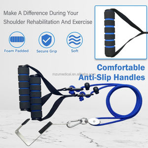 Set de Poleas para Ejercicio sobre Puerta - Diseño Desmontable - Capacidad de 20 kg - Metal Cromado Resistente - Asas Acolchadas Cómodas para Terapia - Product Image 5