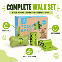 Sacs à déjections canines compostables OEM ODM avec distributeur en forme d'os, résistants aux fuites, rouleaux de sacs à déjections pour animaux de compagnie imprimés sur mesure