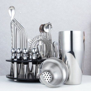 Ensemble de shaker à <span class=keywords><strong>cocktail</strong></span> en acier inoxydable pour bar à domicile <span class=keywords><strong>Kit</strong></span> de barman avec support rotatif Mélangeur de boissons - Product Image 2