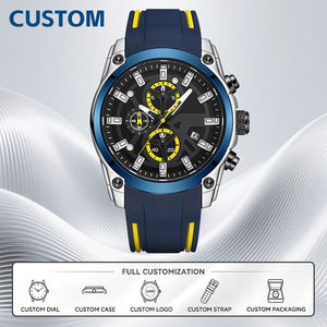 50 pièces de montres de sport de luxe pour hommes, chronographe, bracelet en silicone, montre à quartz pour hommes, logo personnalisé OEM, Megir 2144 - Product Image 1