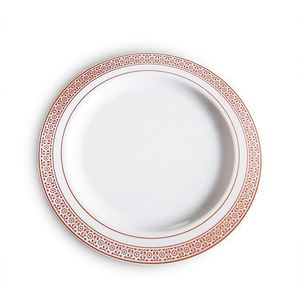 Assiette jetable 7.5/10.25 pouces de qualité alimentaire PS en plastique dur fête bordure dorée plaque de bordure argentée - Product Image 5