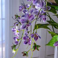 Vente en gros de jasmin artificiel pleureur, fleur blanche artificielle avec vase en verre, décoration de Noël pour la maison, style moderne, hauteur 55-100 cm