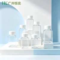 Bouteille en plastique PET transparente carrée de 80 ml, 100 ml, 150 ml, 200 ml, 300 ml