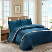 Parure de lit en velours hollandais pour le commerce extérieur, 4 pièces, housse de couette matelassée unie de style américain, couvre-lit brodé 3D