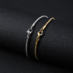 Pulsera de Cadena de Serpiente Redonda de Acero Inoxidable Chapada en Oro de 18k con PVD Plateado de Moda al por Mayor, Ancho de 0.9mm, 1.5mm, 2mm, 2.4mm, 3.2mm - Product Image 2