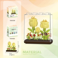 Set Blok Bangunan Hot Flower 338PCS Model Bata Rakitan DIY dengan Penutup Debu Dekorasi Rumah Hadiah