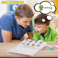 Libro Montessori para niños pequeños, libro educativo sensorial reutilizable, libro silencioso con características de dibujo, idioma inglés