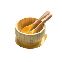 Ensemble de couverts en bois et bambou écologique personnalisé vaisselle pour les enfants mangeant une assiette et un bol en bois pour bébé