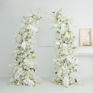 QDROYAL Ensemble d'arche florale en corne de cerf rouge <span class=keywords><strong>bordeaux</strong></span> foncé, arrangement de fleurs artificielles de luxe fait main pour cérémonie de mariage - Product Image 4