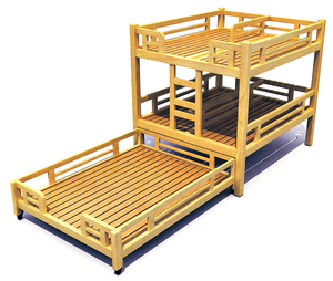 Cama de tres niños, cama de madera maciza para guardería, usado - Product Image 2