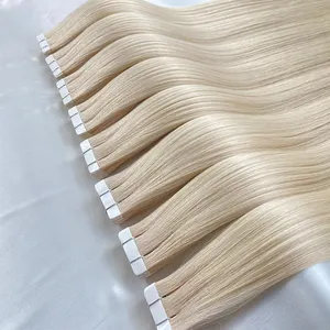 Европейская лента для наращивания волос 100 человеческих волос, пучки 613, двойная вытянута, девственная клейкая лента для наращивания человеческих волос