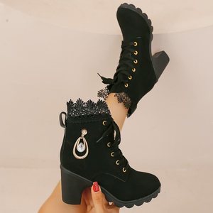 Bottes pour femmes en gros directement de l'usine, bottes en strass pour l'automne et l'hiver, bottes à talons hauts pour femmes, bottes tendance - Product Image 5