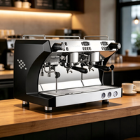 Machine à café expresso professionnelle à deux groupes avec contrôle de température PID et buse vapeur pour café, restaurant et comptoir de boissons à fort trafic