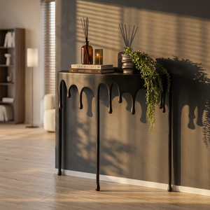 Mesa de Centro Moderna Minimalista con Diseño de Goteo, Mueble Decorativo de Metal para Sala de Estar Contemporánea - Product Image 5