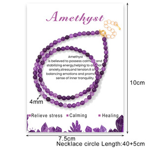 Collier en perles d'améthyste naturelle personnalisé en gros, perles boule de 4 mm, cristal de guérison bohème, cadeau, petites commandes - Product Image 4