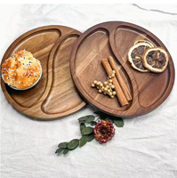 Plateau de service rond en bois de hêtre, design oriental, multifonctionnel, facile à nettoyer, plateau à collation