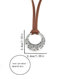 Beliebter Retro-Wikinger Kreisanhänger WZU122 Verstellbare PU-Halskette im Norwegischen Nordischen Stil Werbeartikel Geschenk - Product Image 2