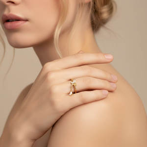 Hot Sales Wholesale Price Exquisite Design Butterfly Chain Connected Rings18K Solid Yellow Gold Natural Diamond Ring <b>For</b> <b>Girl</b> - Product Image 3